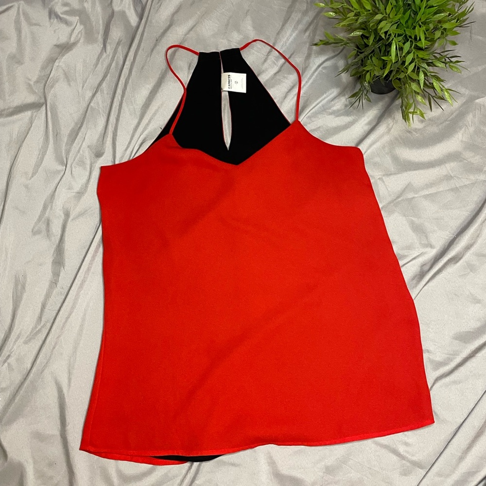 Express, hot red, racer back blouse tank top